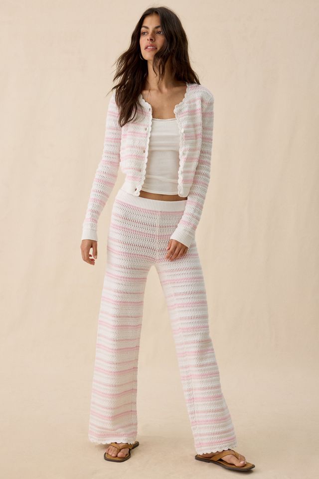 LoveShackFancy Dessa Stripe Cotton Crochet Cardigan #3