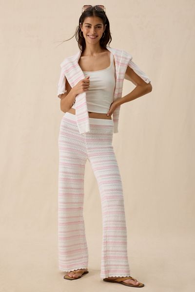 LoveShackFancy Clarabeth Stripe Cotton Crochet Pants
