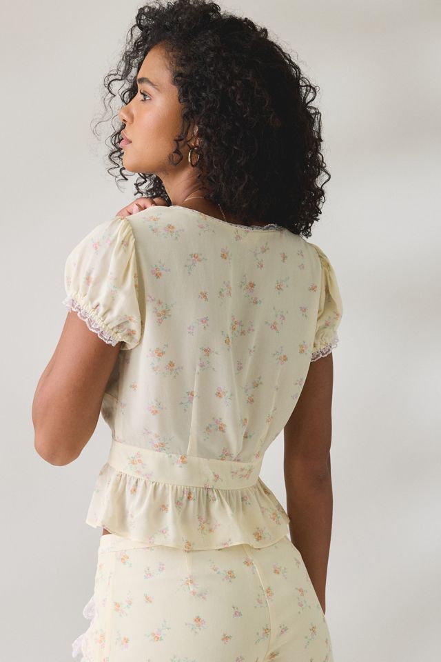 LoveShackFancy Bondy Lace Trim Short Sleeve Top #2
