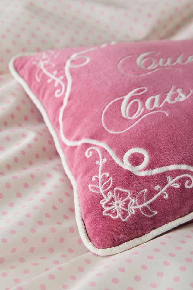 Coussin décoratif en velours brodé Cute Cats Only #1