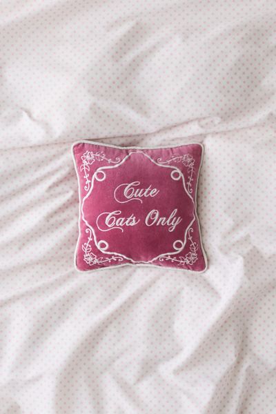 Cute Cats Only Embroidered Velvet Throw Pillow