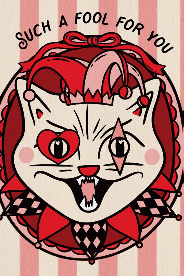 Boss Dotty Cat Jester Love Card #1