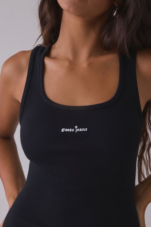 GUESS JEANS Star Embroidered Graphic Rib Tank Mini Dress #4
