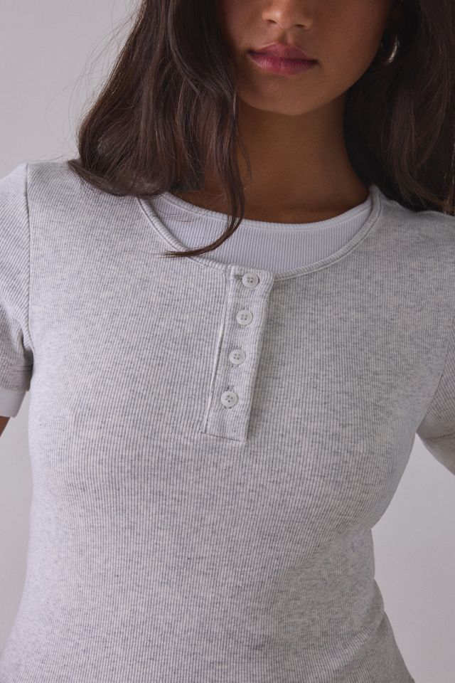 T-shirt Henley en tricot côtelé superposé GUESS JEANS #2