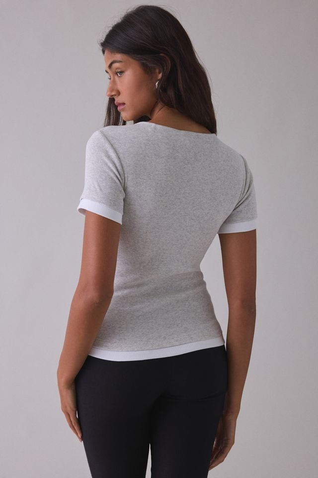 T-shirt Henley en tricot côtelé superposé GUESS JEANS #4