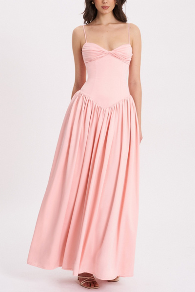 Miss Circle Najwa Ruched Breast Drop Waist Maxi Dress | Urban Outfitters