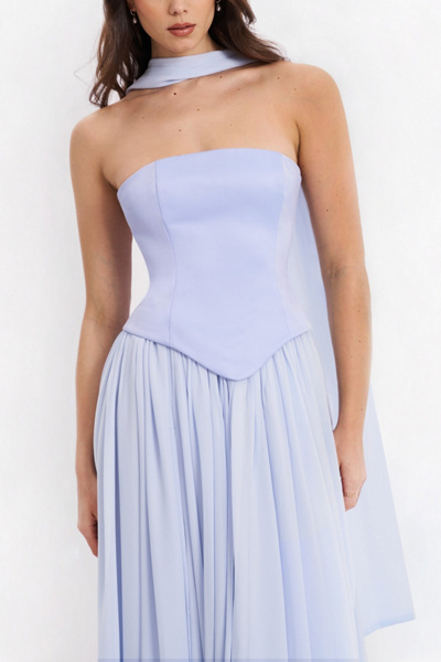 Miss Circle Qianna Corset High Slit Chiffon Dress