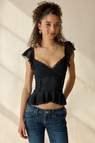 Out From Under Bella Seamless Knit Lace Trim Crop Tee | Urban