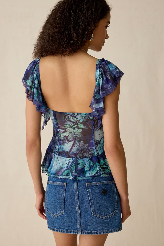 Kimchi Blue Night Bloom Flutter Sleeve Peplum Blouse #2