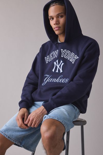 Pro Standard UO Exclusive MLB Team Logo Notched Collar Hoodie Sweatshirt
