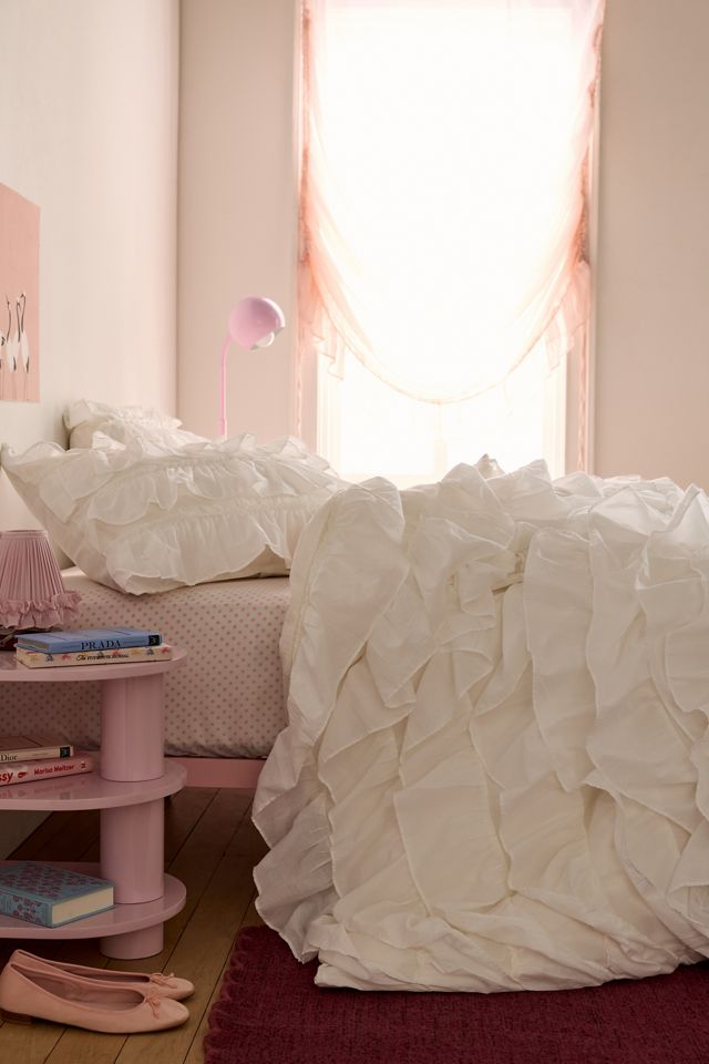 Waterfall Ruffle Cotton Voile Duvet Cover #1