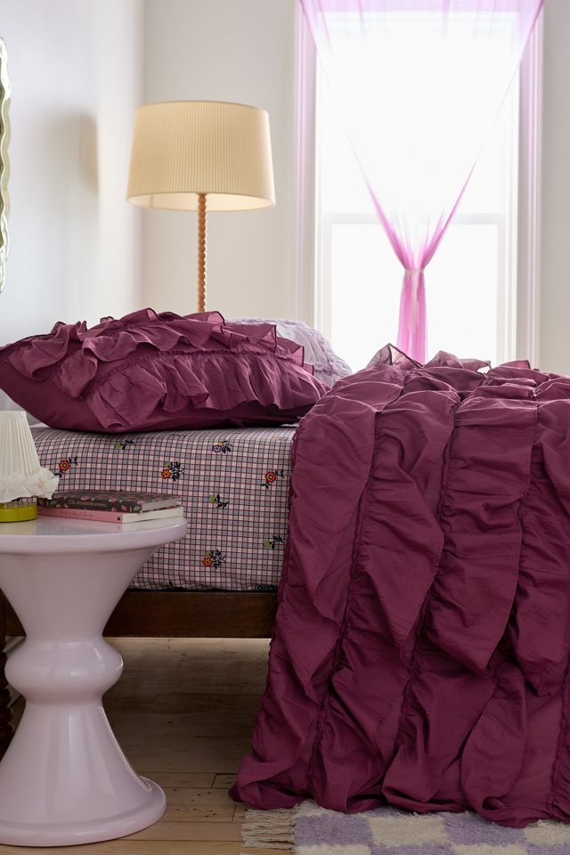 Housse de couette en voile de coton à volants en cascade #1