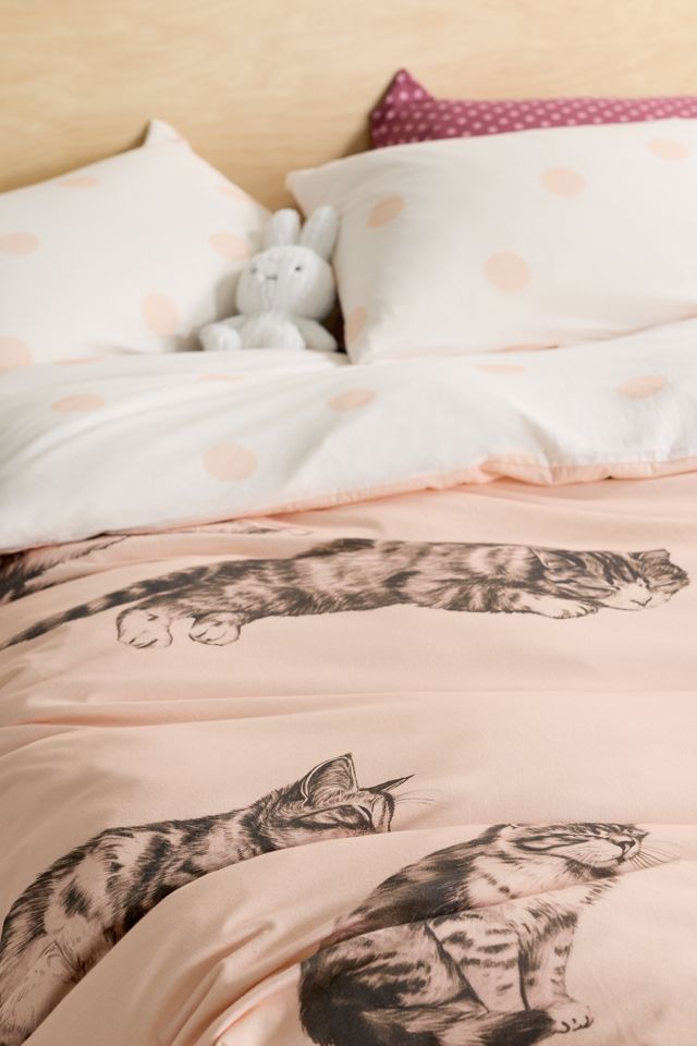 Cat Lady Printed Reversible Soft Tee Jersey Duvet Cover #2