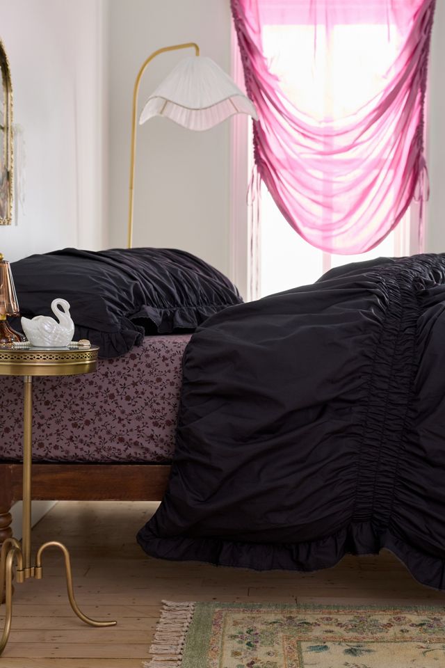 Housse de couette en percale de coton froncée Prairie #1