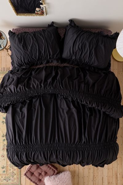 Prairie Ruched Cotton Percale Duvet Cover