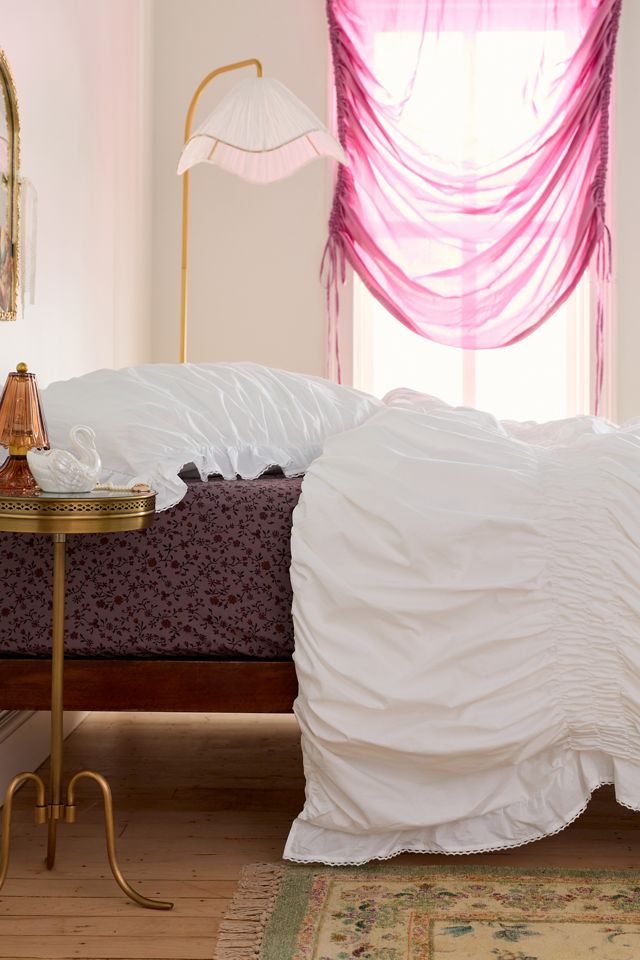 Prairie Ruched Cotton Percale Duvet Cover #1