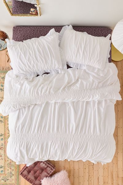 Prairie Ruched Cotton Percale Duvet Cover