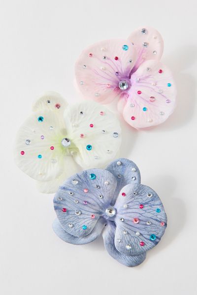 Embellished Orchid Flower Hair Clip & Brooch