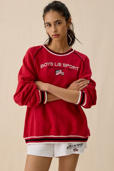 Boys Lie Kara Good Sport Embroidered Graphic Crewneck Pullover