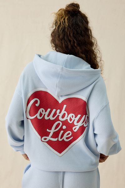 Boys Lie Racer Cowboys Lie Graphic Thermal Hoodie Sweatshirt