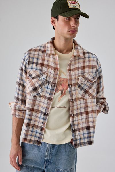 Levi’s® Washed Plaid Boxy Fit Western Snap Front Long Sleeve Shirt