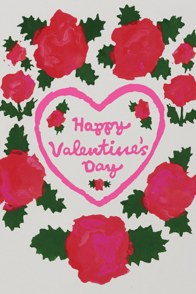Red Cap Rosy Heart Valentine Greeting Card
