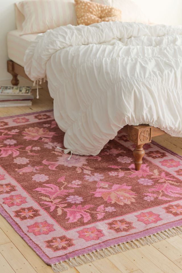 Shreya Geo Floral Digital Printed Chenille Rug #1