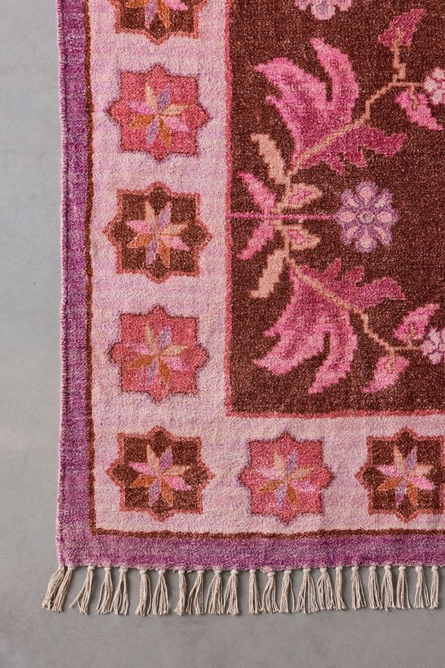 Shreya Geo Floral Digital Printed Chenille Rug #3