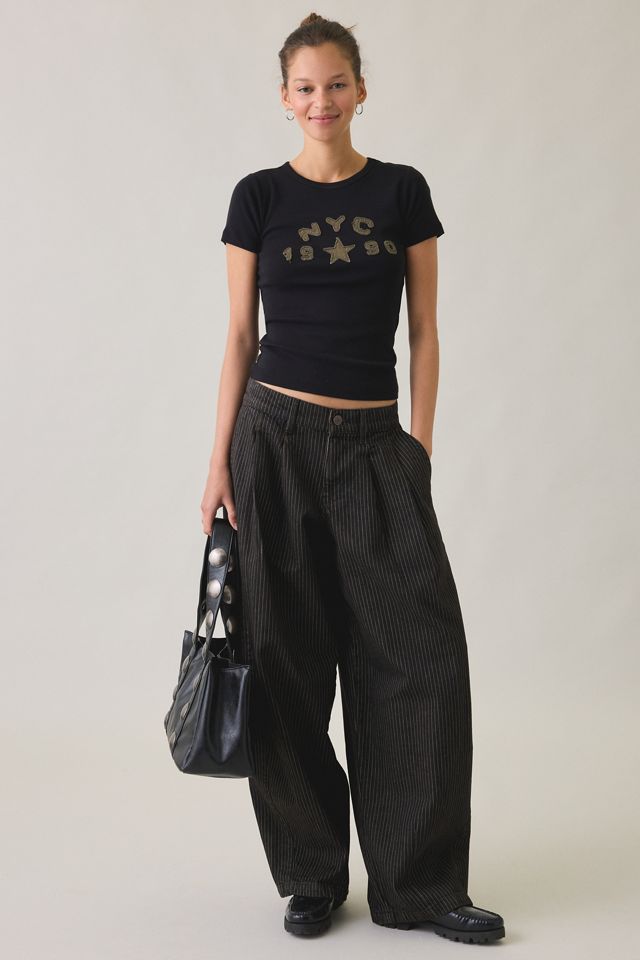BDG Jax Pinstripe Pleated Cocoon Low-Rise Jeans #5
