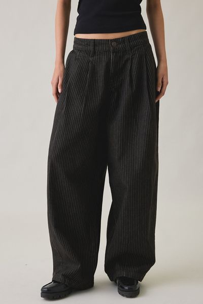 BDG Jax Pinstripe Pleated Cocoon Low-Rise Jeans
