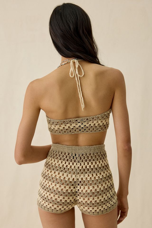 AFRM Gaten Dune Stripe Crochet Halter Bra Top #2