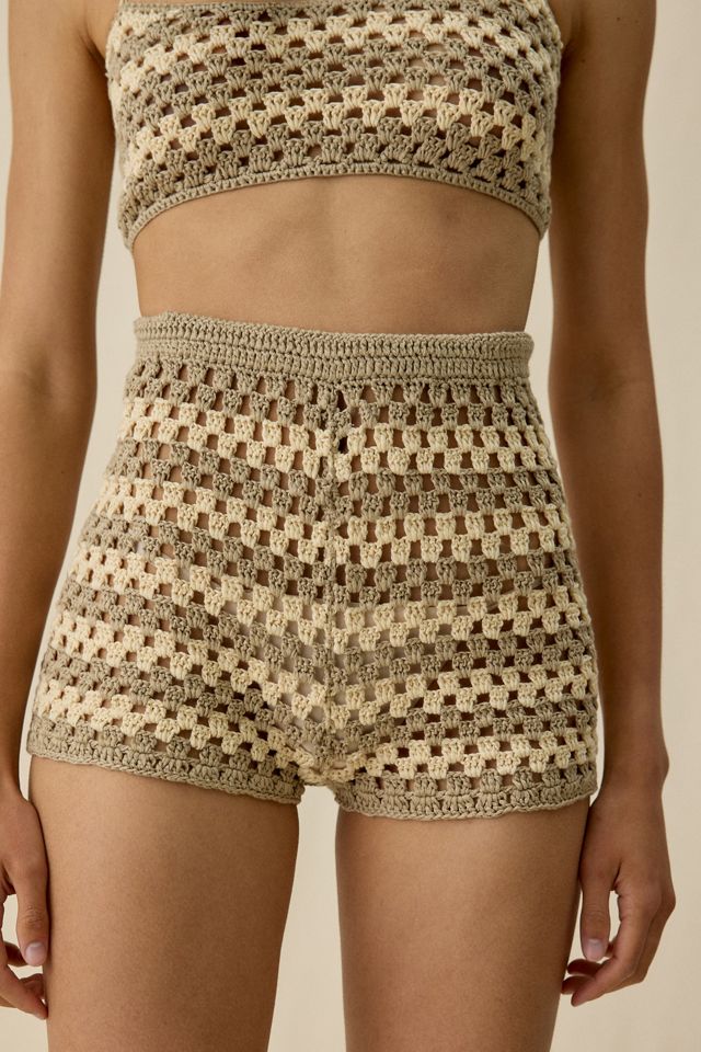 AFRM Callahan Dune Stripe Crochet Micro Shorts #2