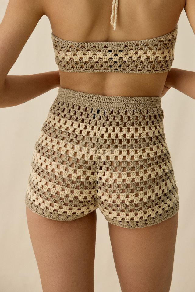 AFRM Callahan Dune Stripe Crochet Micro Shorts #3