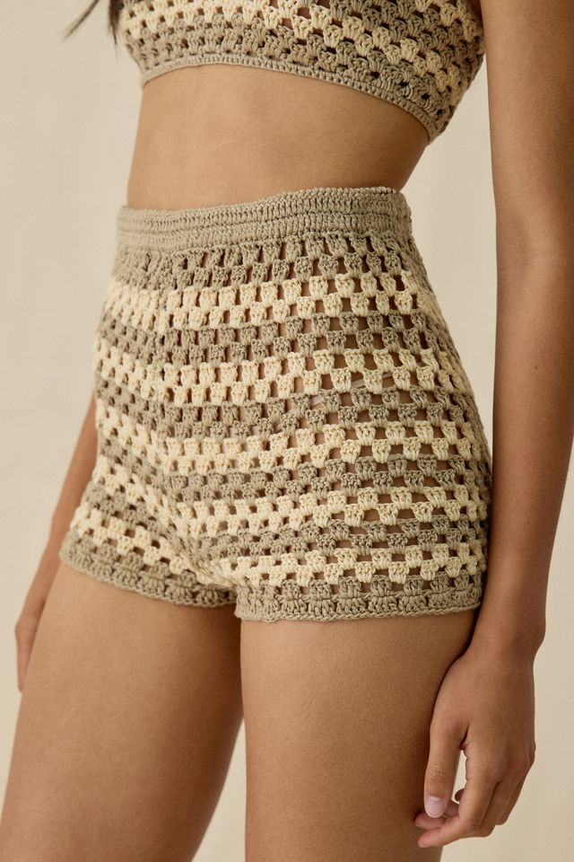 AFRM Callahan Dune Stripe Crochet Micro Shorts #4