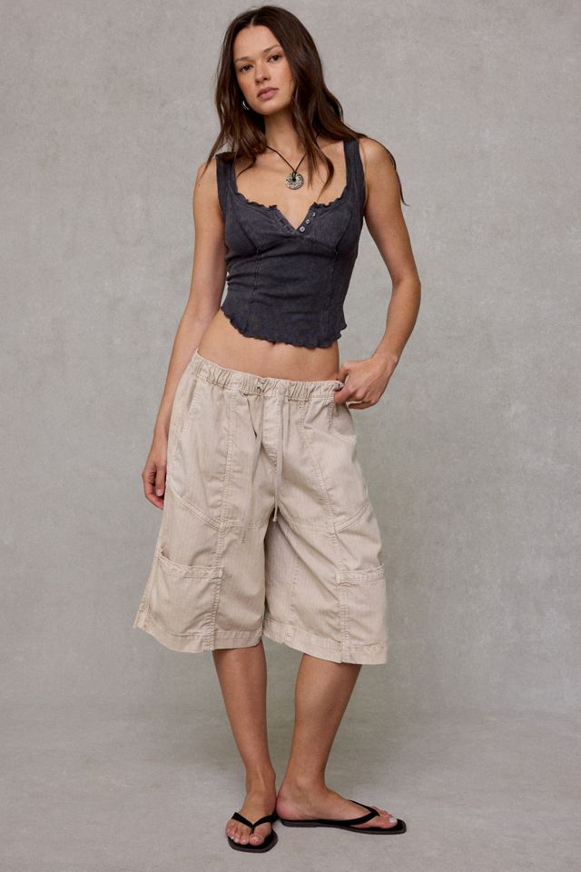 BDG Jules Ruffle Scoop Neck Henley Tank Top #3