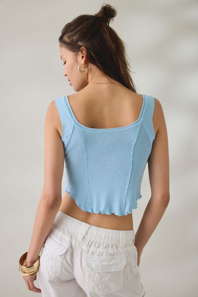 BDG Jules Ruffle Scoop Neck Henley Tank Top #2