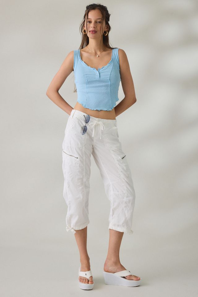 BDG Jules Ruffle Scoop Neck Henley Tank Top #3
