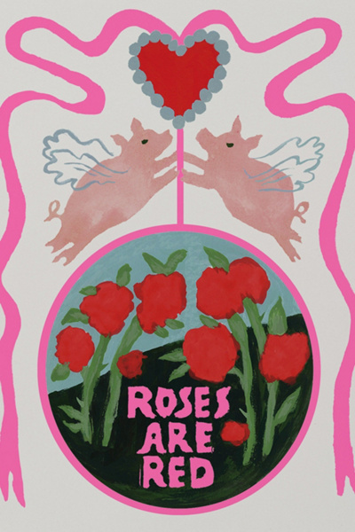 Red Cap Ribbons and Roses Valentine's Greeting Card