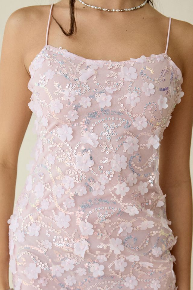 UO Flora Shine Sequin Applique Beaded Mini Dress #2