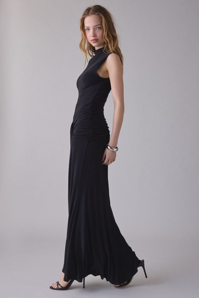 UO Elysian Ruched Tie-Detail Sleeveless Mockneck Maxi Dress #1