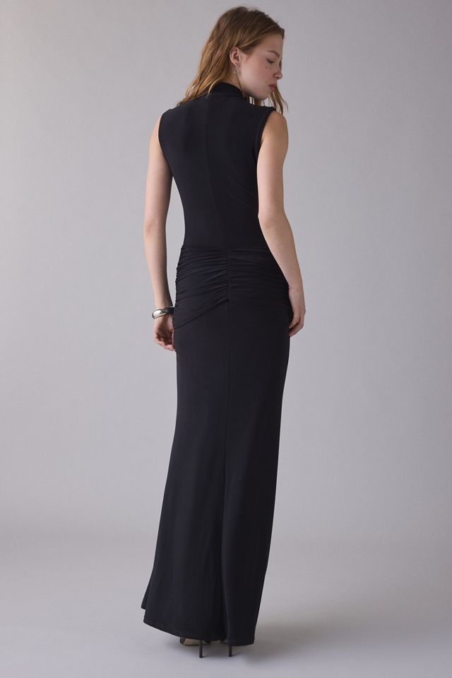 UO Elysian Ruched Tie-Detail Sleeveless Mockneck Maxi Dress #4
