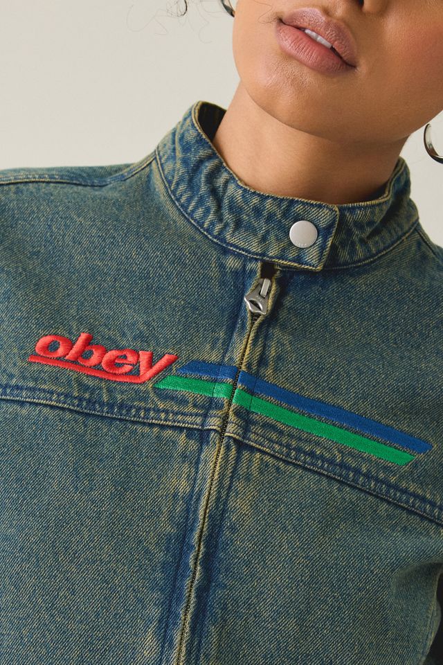 OBEY Rove Embroidered Denim Moto Jacket #2
