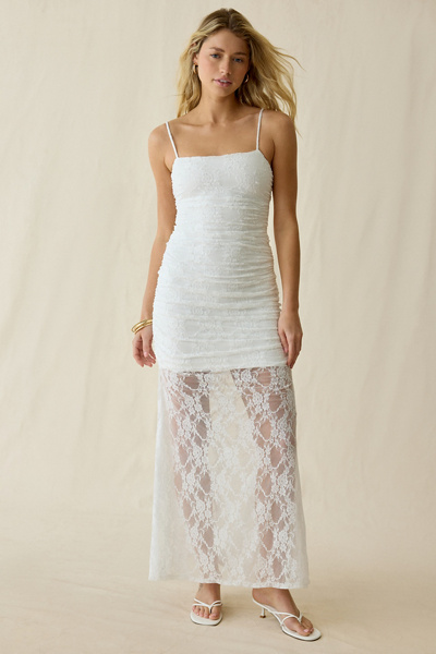 UO Soleil Social Semi-Sheer Lace Maxi Dress | Urban Outfitters