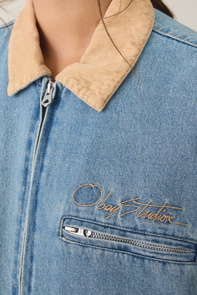 OBEY Ezra Contrast Collar Denim Workwear Jacket #3