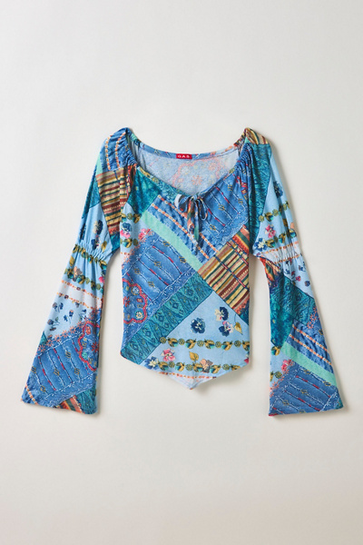 Vintage By ThreeDaysAWeek Pretty In Patchwork Print Bell Sleeve Top