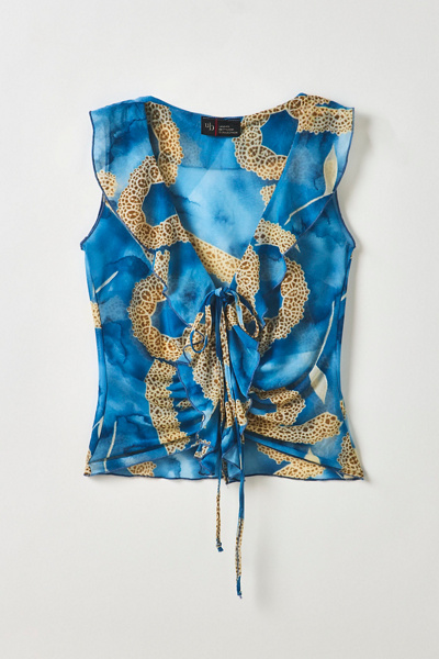 Vintage By ThreeDaysAWeek Abstract Chiffon Ruffle Tank Top