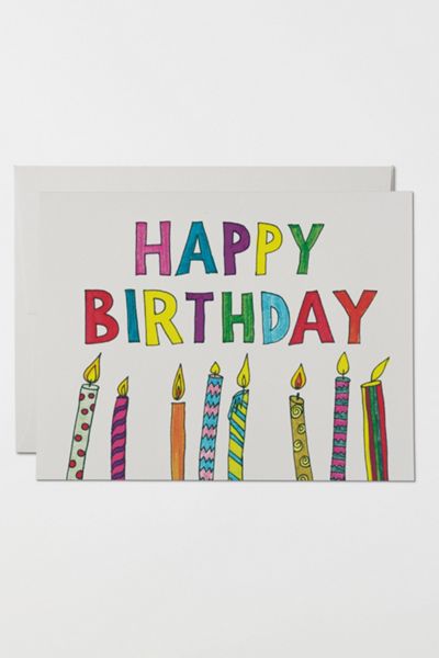 Red Cap Colorful Candles Birthday Greeting Card