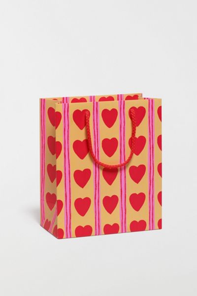 Red Cap Heart Stripes Medium Gift Bag