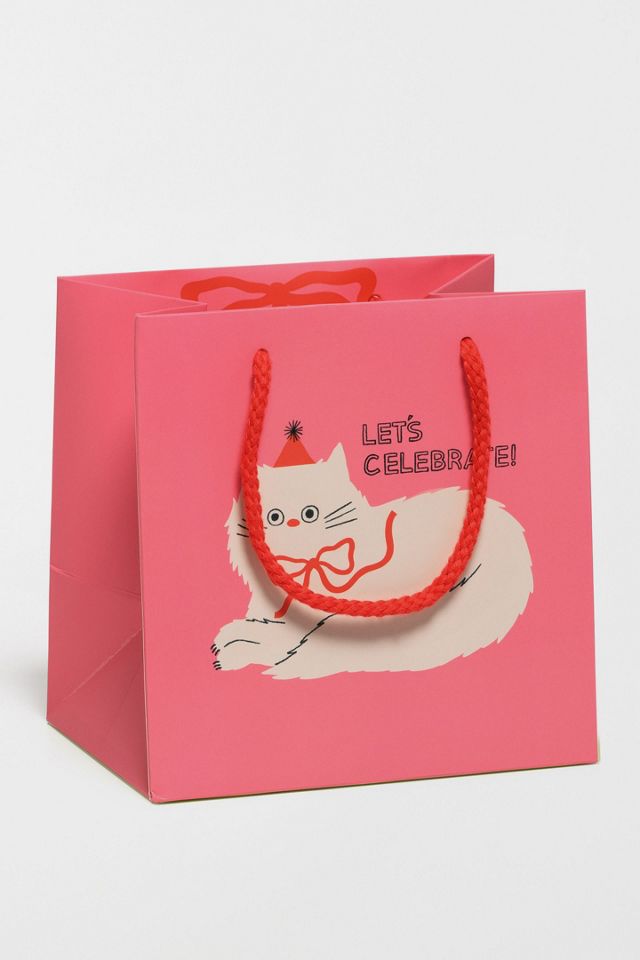 Red Cap Fluffy Cat Small Gift Bag #1