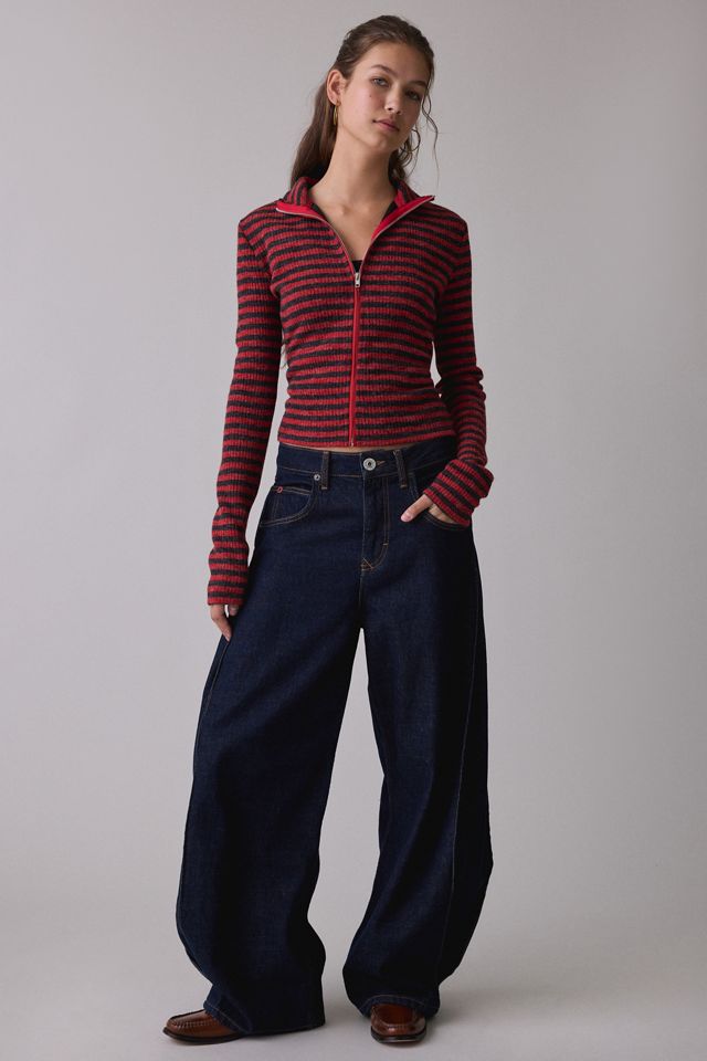 Lioness Apex Crimson Stripe Knit Zip-Up Jacket #3